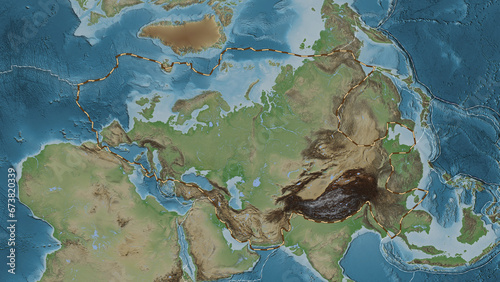 Eurasian plate dashed. Eckert III. Topografic