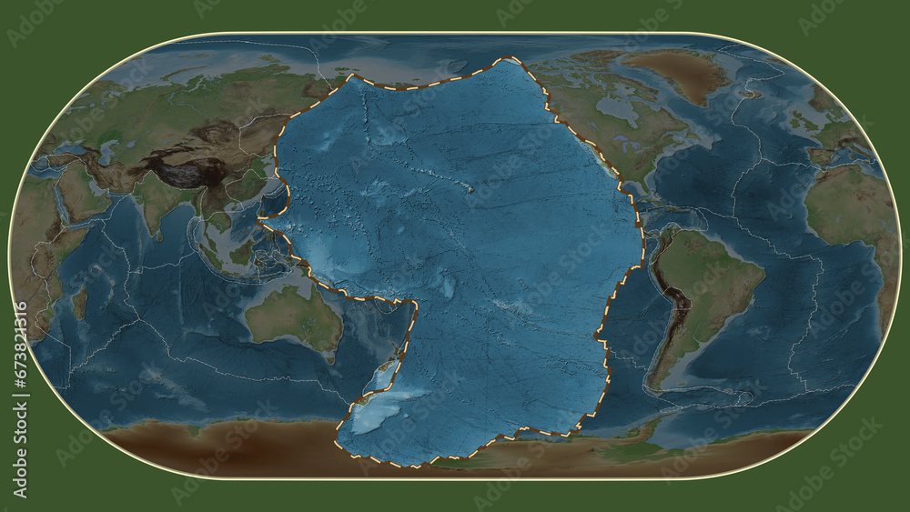 Pacific plate extracted. Eckert III. Topografic