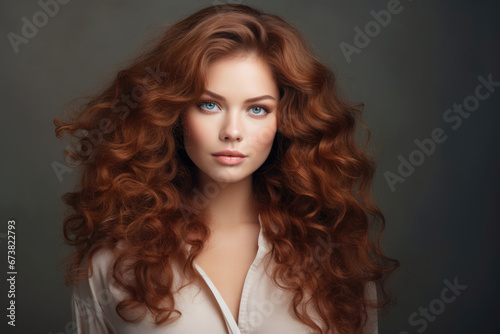 Portrait of young woman with volume hairstyle