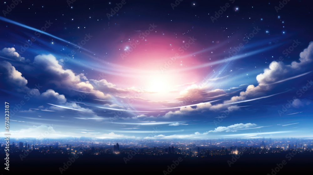 Night sky background with clouds and starry sky