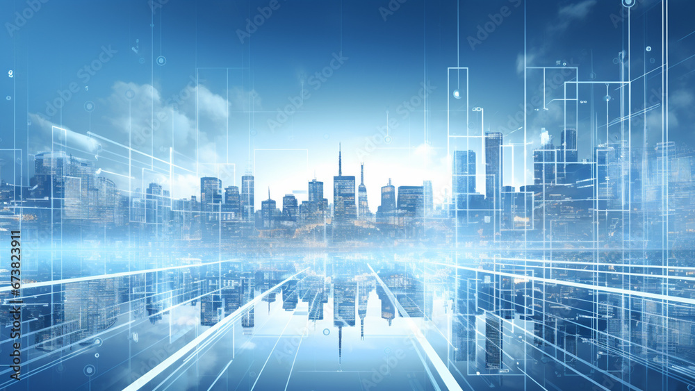 Obraz premium ＩＴテクノロジーとインフラ整備のイメージ