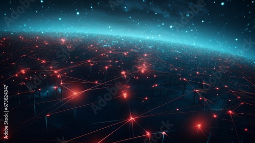 Futuristic Connected Blue Lines on Dark Background