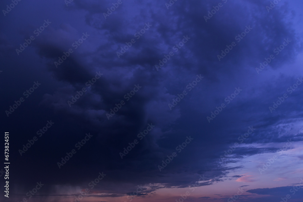 Epic Storm clouds, sky, blue violet dark rain clouds background texture, thunderstorm