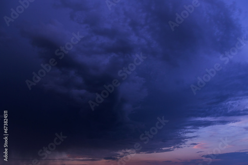 Epic Storm clouds, sky, blue violet dark rain clouds background texture, thunderstorm