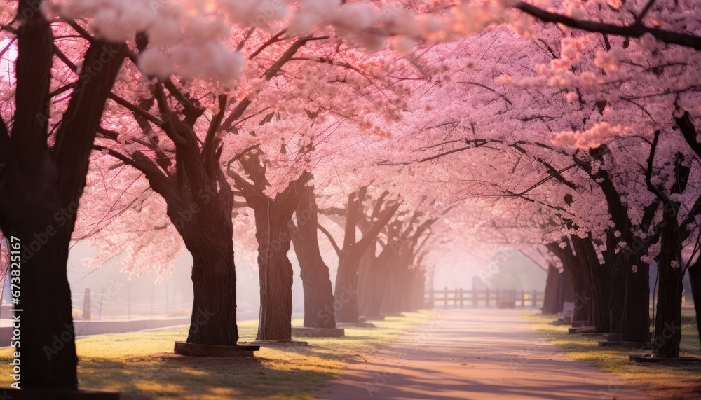 Naklejka premium Cherry Blossom in Bokeh and Blurred Effect