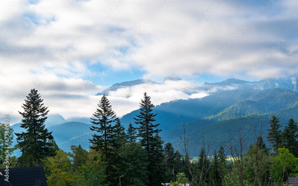 mountain view forest landscape Poland Zakopane mountain view forest landscape Poland Zakopane