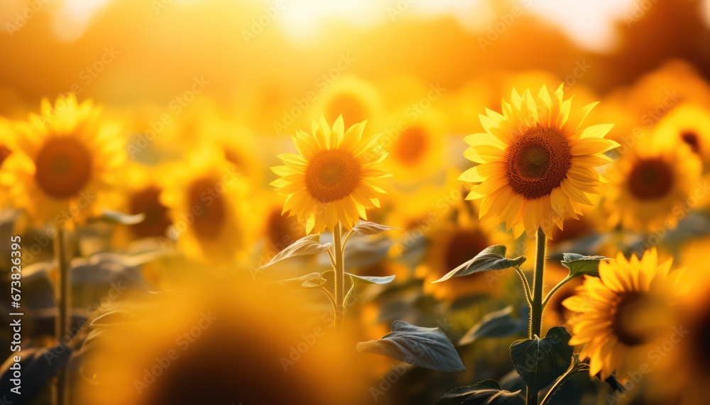 Obraz premium sunshine on a field of flowers