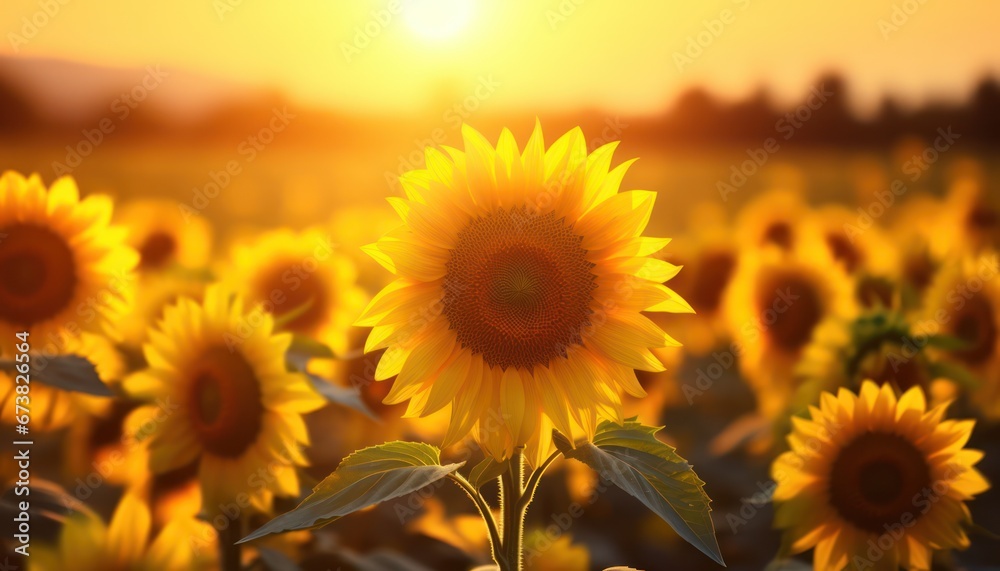 Obraz premium Sunshine of field of flowers