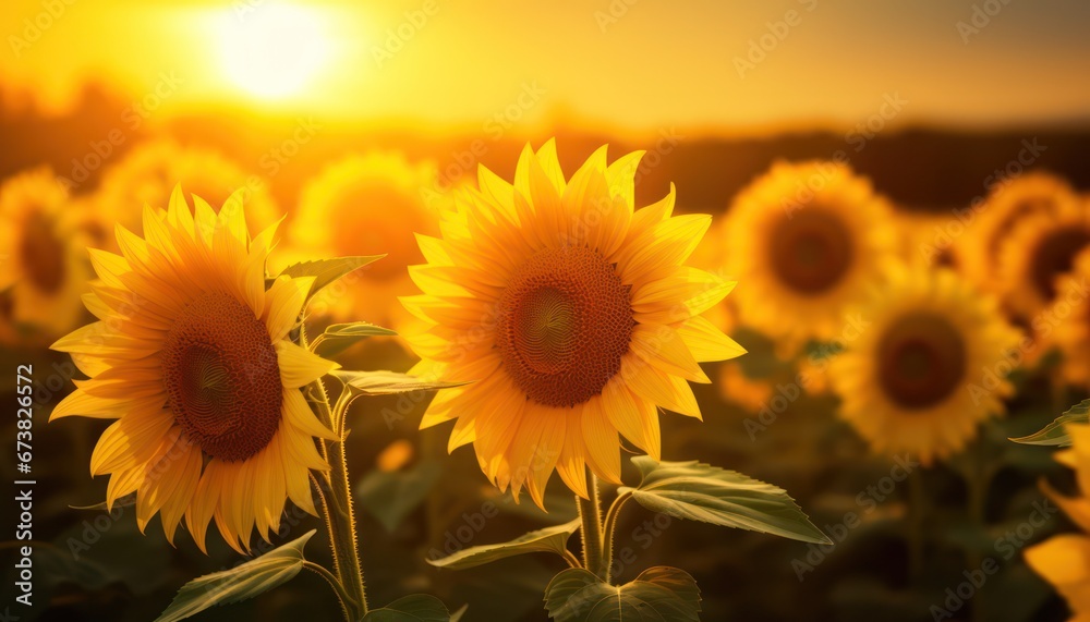 Obraz premium sunshine on a field of flowers