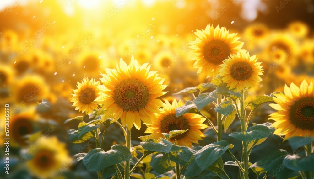 Fototapeta premium Sunshine of field of flowers