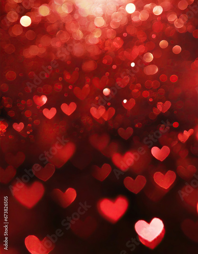 red heart shaped bokeh background decoration valentine day concept