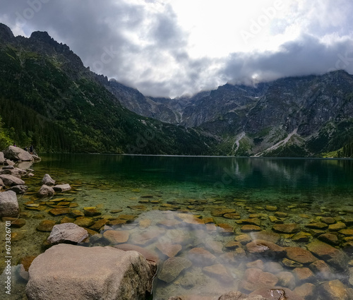 mountain lake mountain peak Morskie Oko Zakopane Poland view landscape