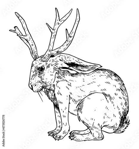 Jackalope vector illustration - angry