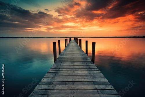 A Serene View: The Wooden Dock Overlooking the Tranquil Waters