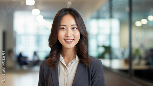 Portrait of asian business woman in office, generated with ai