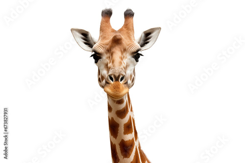 Elegant Giraffe with Extended Neck Isolated -on transparent background