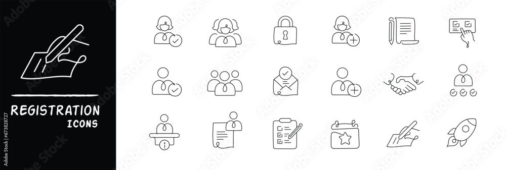 Registration Icons. Variety of Sign Up Symbols and Account Creation Graphics for a seamless registration process.