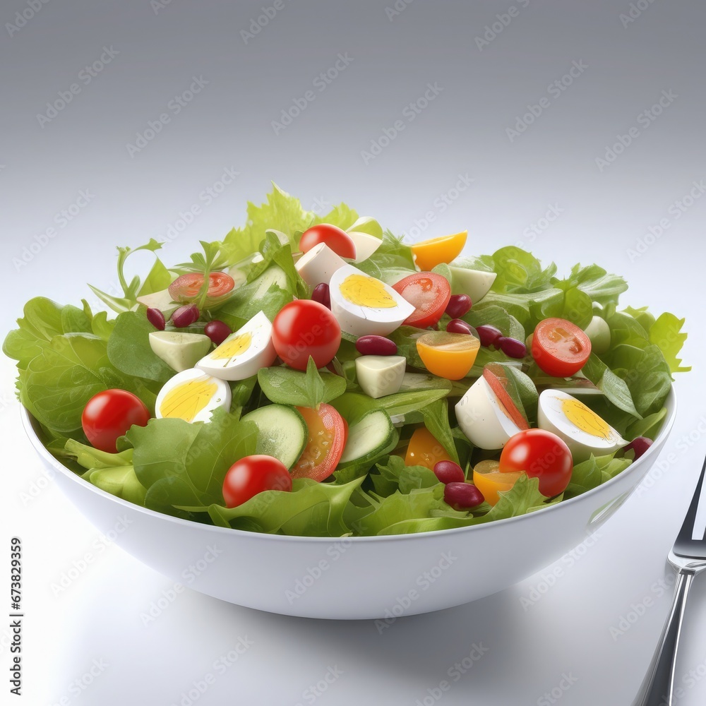 A healthy salad on a white background