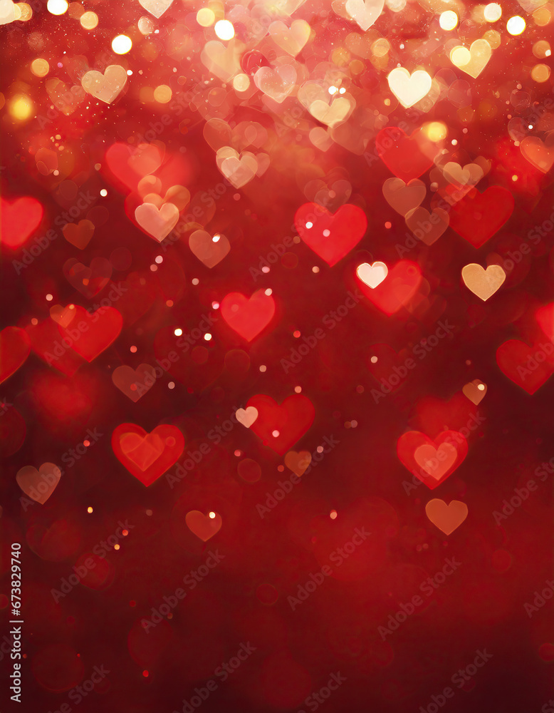 red heart shaped bokeh background decoration valentine day concept