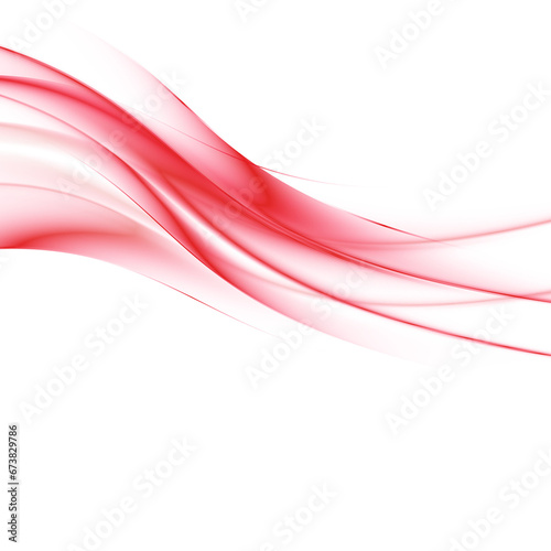 abstract red wave lines isolated on transparent background
