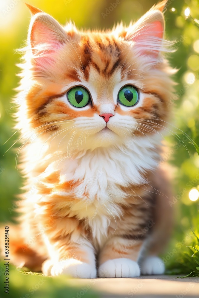 Playful Adorable Kitten in the Garden Playful Adorable Kitten in the Garden