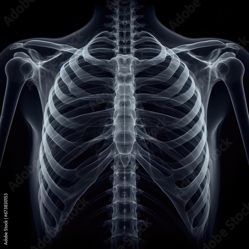 X-ray of a person's spine and ribs