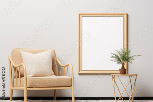 Reflections of Tranquility: A Chair and Mirror in a Serene Room