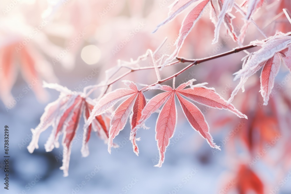 Close-up view of Autumn colorful tree leaves with frost of early Winter. Autumn seasonal concept. Close-up view of Autumn colorful tree leaves with frost of early Winter. Autumn seasonal concept.