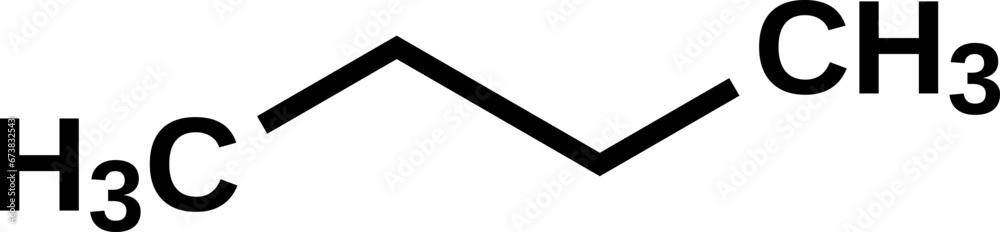Butane C4H10 structural formula, vector illustration 