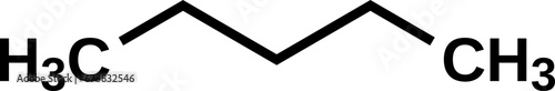 Pentane C5H12 structural formula, vector illustration 