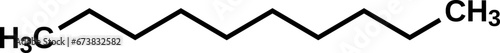 Decane C10H22 structural formula, vector illustration 