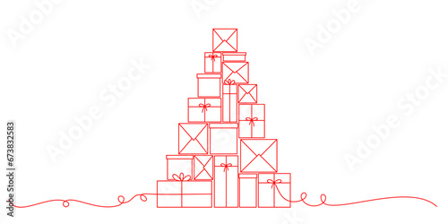 Gift box line art style. Christmas element vector eps 10