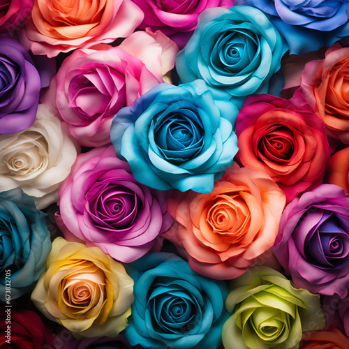 Colorful roses sold at various festivals.