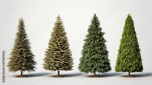 Isolated image of Christmas tree for holiday decoration on white background. Winter seasonal concept.