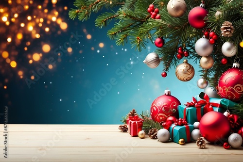 Christmas background, with blue photo