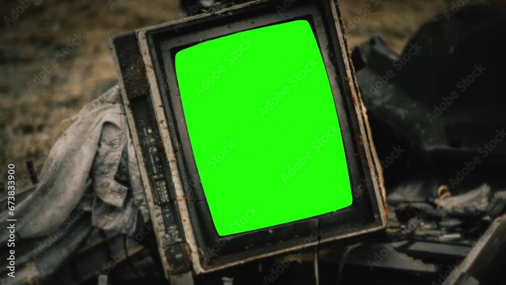 Dumped Television Green Screen Interference Retro TV Thrown Away Zoom