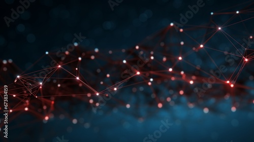Abstract Dark Background with Interconnected Points and Joints, Maroon and Sky-Blue Abstraction-Creation
