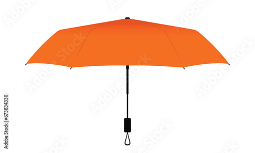 Orange compact small umbrella rain template on white background, vector file.