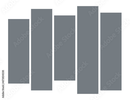 Five different vertical banners. Templates collage in narrow frames. Vector Mockup for design, collages. Modular painting of five parts. Grey empty stripes on white. EPS10. 