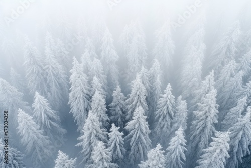 Foggy winter forest with snow. Winter seasonal concept. © rabbit75_fot