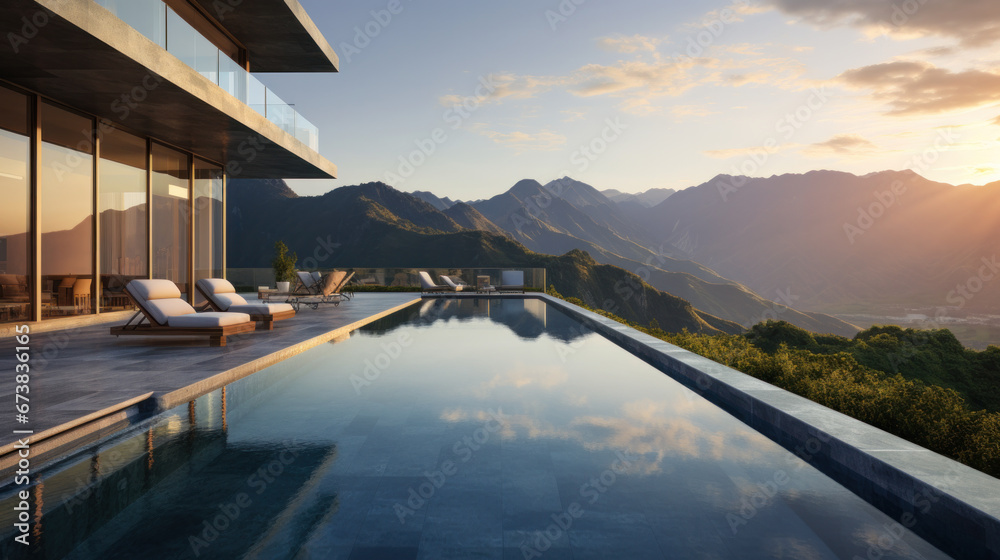 Fototapeta premium Luxury swimming pool near beach front