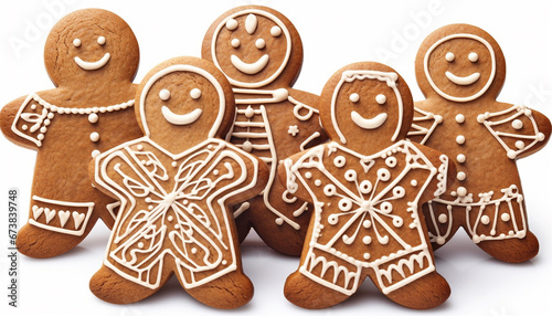 Christmas Gingerbread Cookie. Set of winter sweet homemade biscuits in the form of different characters and holiday items isolated on white background. Cute Cartoon illustration