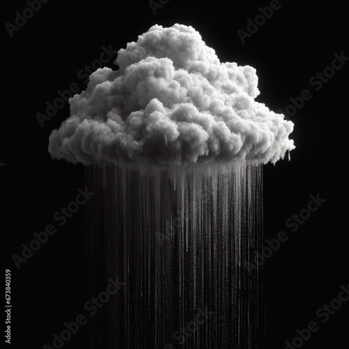 white cloud with precipitation in the form of snow and rain on a black background © Садыг Сеид-заде