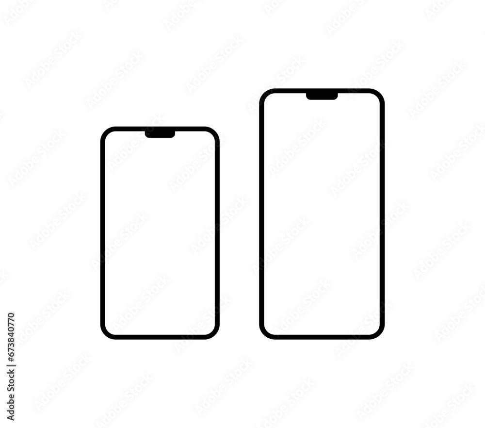Phone screen mockups. Silhouette, blank phone screens layout, phone screen. Vector icons Phone screen mockups. Silhouette, blank phone screens layout, phone screen. Vector icons
