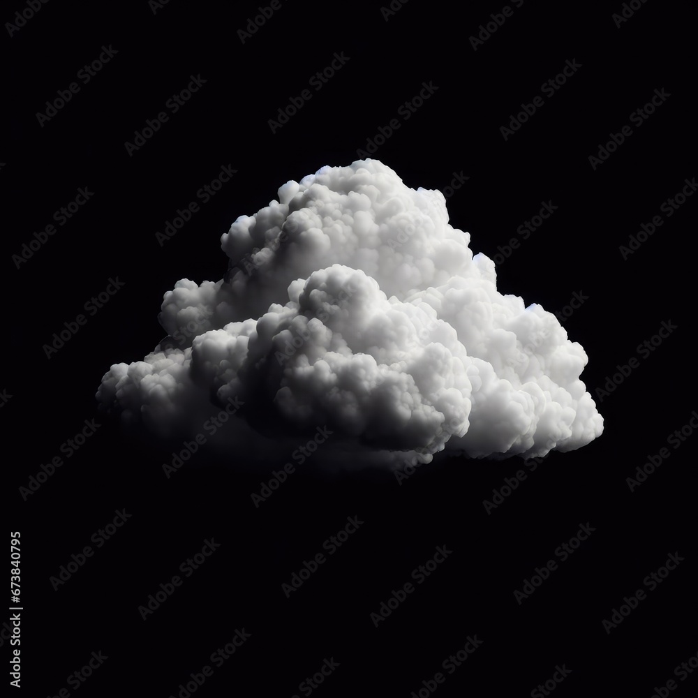 white cloud with precipitation in the form of snow and rain on a black background