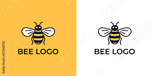 Vector honey bee logo creative vector icon symbol Organic and eco honey labels and tags with bees isolated