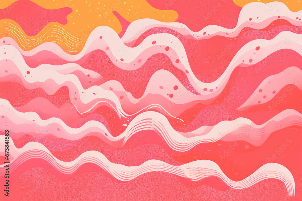 Colorful illustration of abstract background of red and orange colors. Generative AI. Risograph style