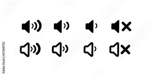 Turn icon sound on or off. Silhouette, black, sound icons. Vector icons