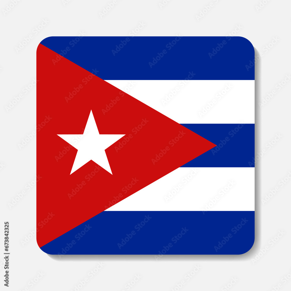 Flag of Cuba flat icon. Square vector element with shadow underneath. Best for mobile apps, UI and web design.