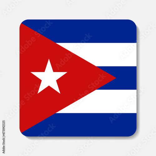 Flag of Cuba flat icon. Square vector element with shadow underneath. Best for mobile apps, UI and web design.